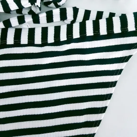 NWT Asos Playful Promises Textured Striped Ribbed Knit Bikini Set Size 6 - Picture 7 of 12